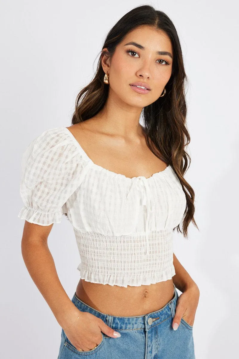 White Crop Top Short Sleeve sold by Ally Fashion product image thumbnail 3