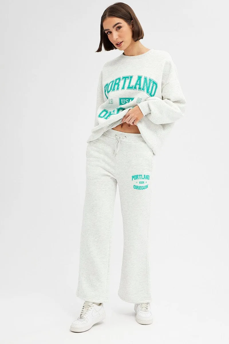 Grey Track Pants Relaxed Fit sold by Ally Fashion product image thumbnail 3