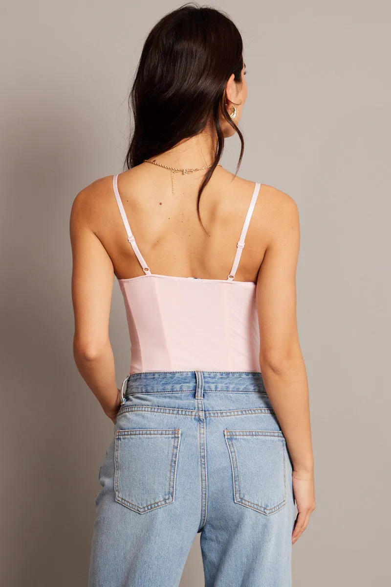 Pink Mesh Bodysuit Singlet Lace Insert sold by Ally Fashion product image thumbnail 5