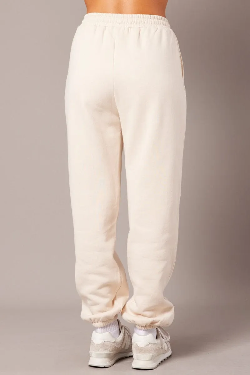 Beige Track Pants High Rise sold by Ally Fashion product image thumbnail 5
