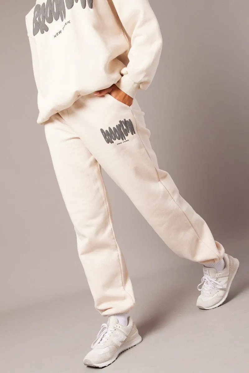 Beige Track Pants High Rise sold by Ally Fashion product image thumbnail 2