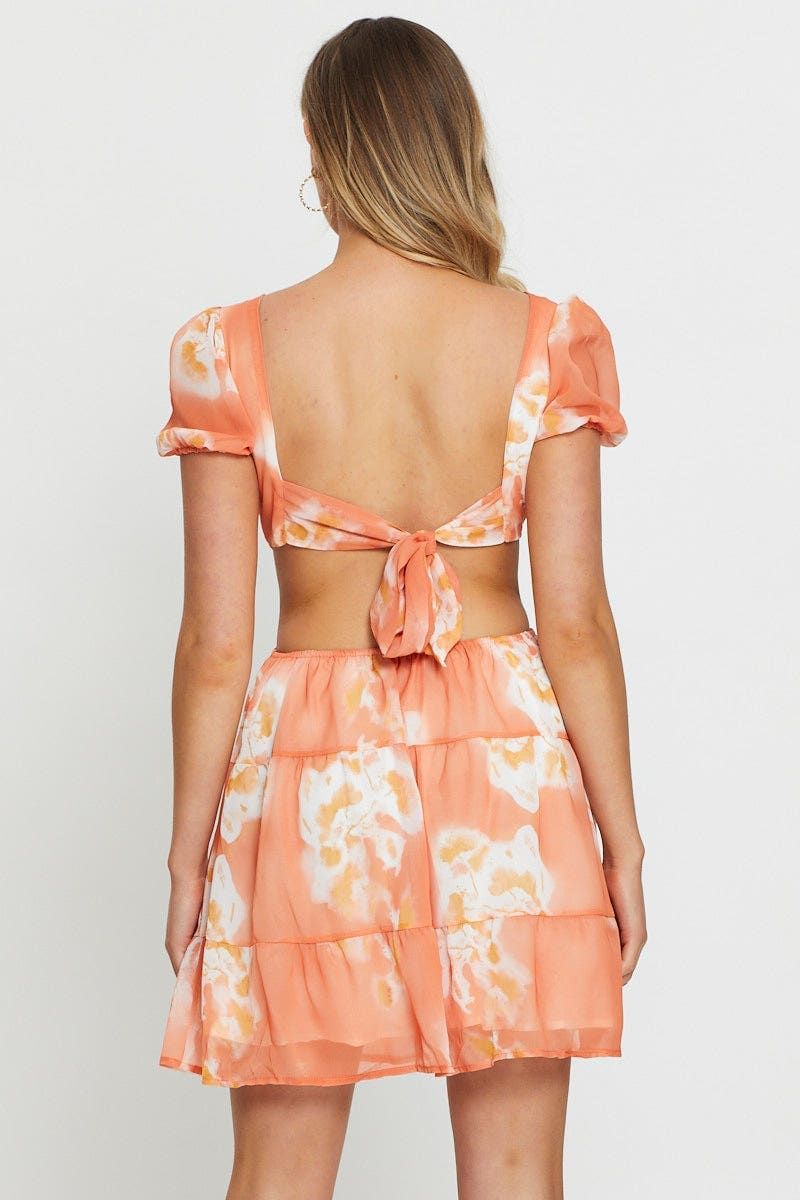 Abstract Print Mini Dress Cut Out Puff Sleeve sold by Ally Fashion product image thumbnail 5