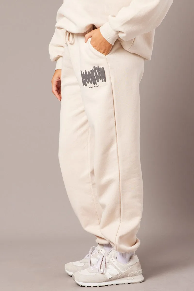 Beige Track Pants High Rise sold by Ally Fashion product image thumbnail 4