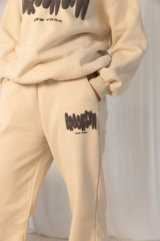 Beige Track Pants High Rise sold by Ally Fashion