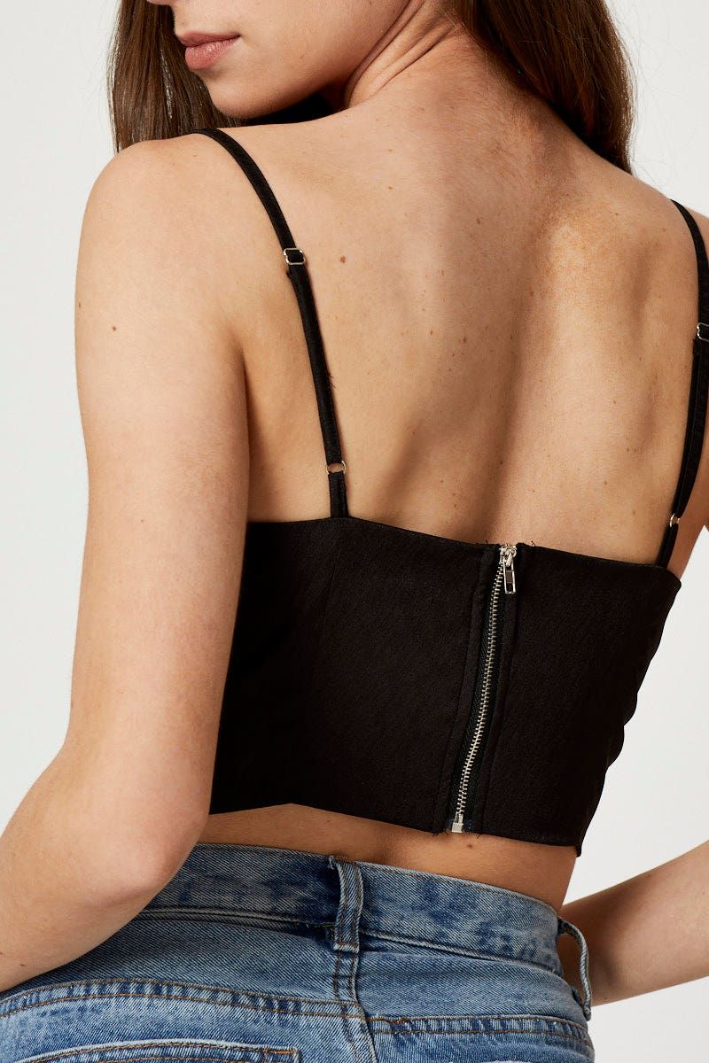 Black Satin Cowl Neck Crop Top sold by Ally Fashion product image thumbnail 4