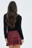 Red Check Pleated Mini Skirt sold by Ally Fashion
