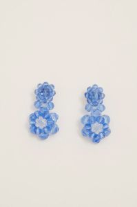 Blue Beaded Flower Earrings sold by Ally Fashion