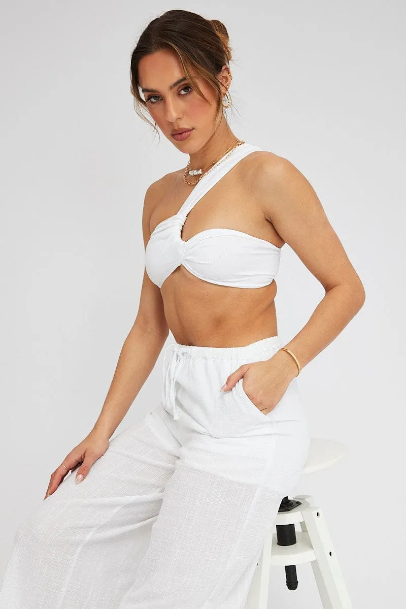 White Bralette Twist One Shoulder Seamless sold by Ally Fashion