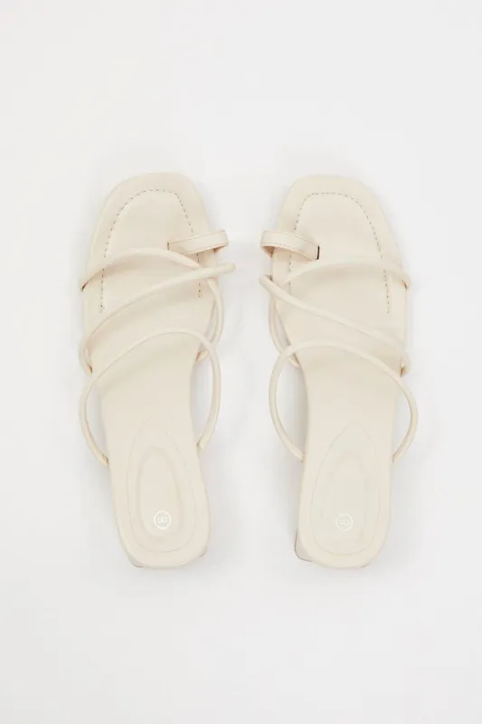 Beige Strappy Heeled Mules sold by Ally Fashion