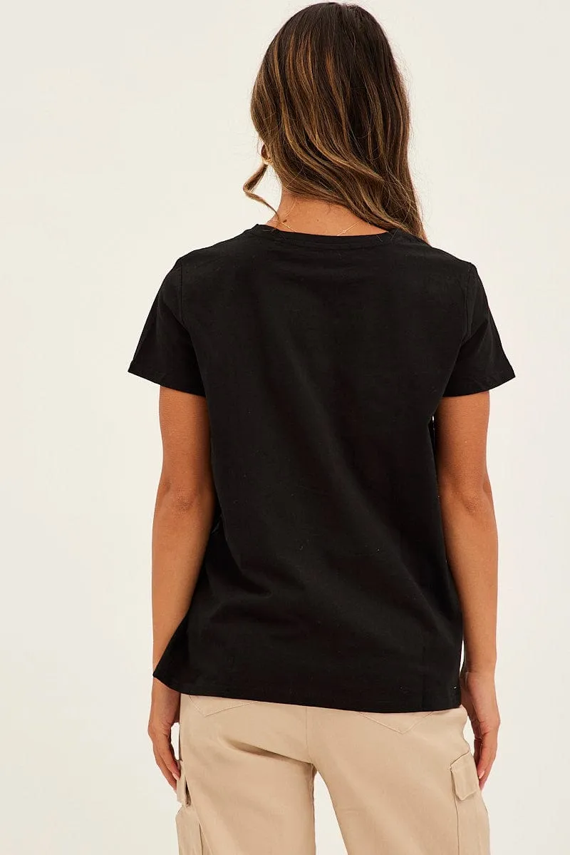 Black Embroidered Slogan Girl Power T-Shirt sold by Ally Fashion product image thumbnail 5