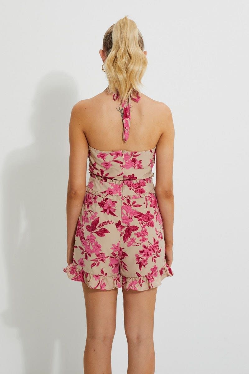 Print Designer Halterneck Ruffle Playsuit sold by Ally Fashion product image thumbnail 3
