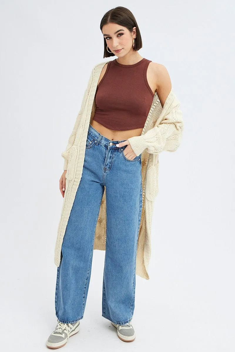 Camel Longline Cardigan Cable Knit sold by Ally Fashion product image thumbnail 3