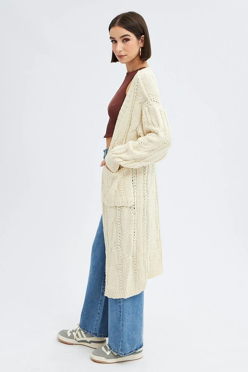 Camel Longline Cardigan Cable Knit sold by Ally Fashion product image thumbnail 4