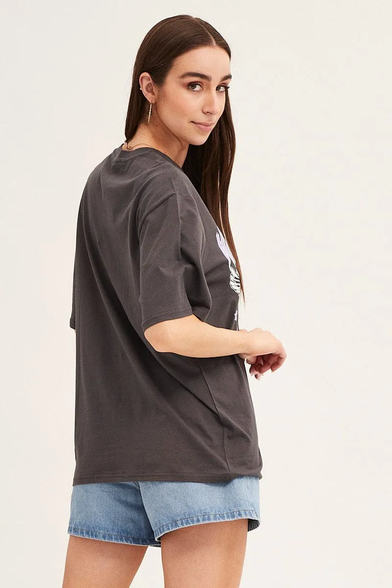Grey T Shirt Short Sleeve Crew Neck sold by Ally Fashion product image thumbnail 5