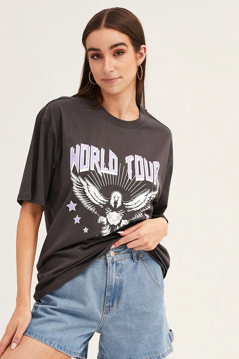 Grey T Shirt Short Sleeve Crew Neck sold by Ally Fashion