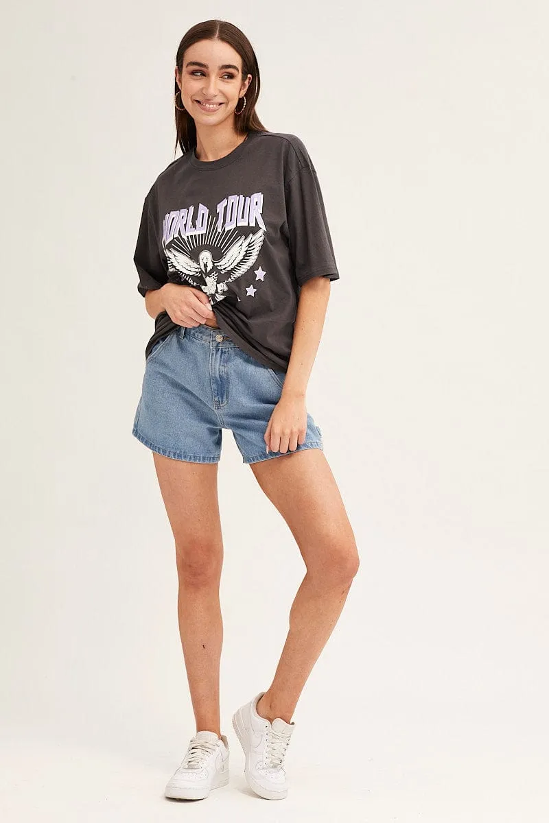 Grey T Shirt Short Sleeve Crew Neck sold by Ally Fashion product image thumbnail 2