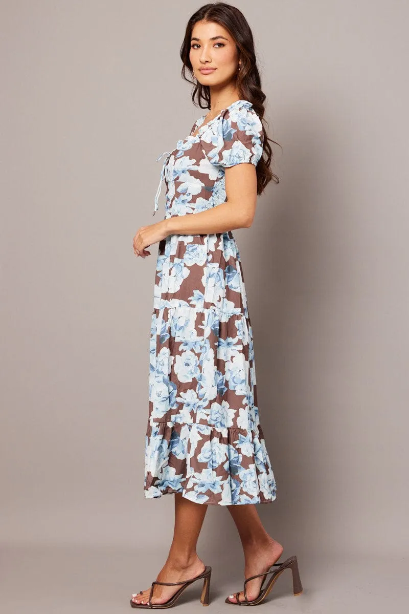 Multi Floral Maxi Dress Puff Sleeve sold by Ally Fashion product image thumbnail 4