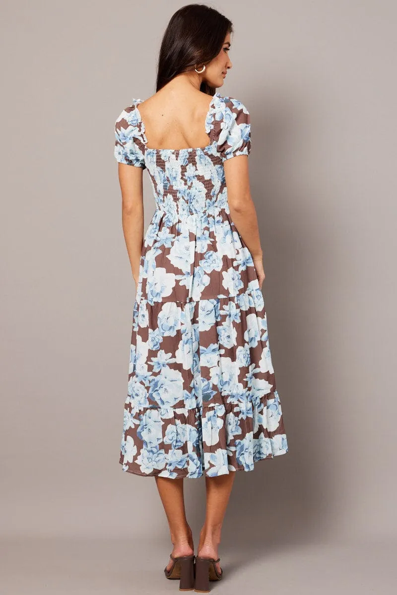 Multi Floral Maxi Dress Puff Sleeve sold by Ally Fashion product image thumbnail 5