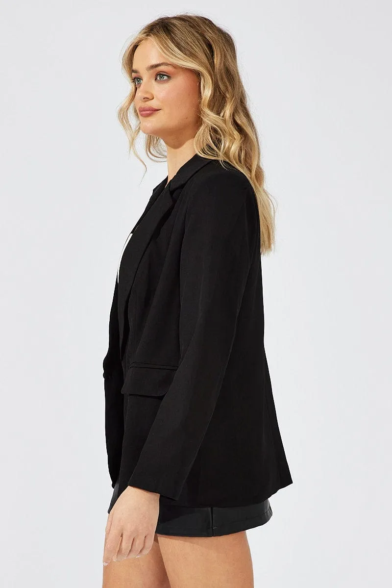 Black Jacket Long Sleeve Collar Neck sold by Ally Fashion product image thumbnail 4