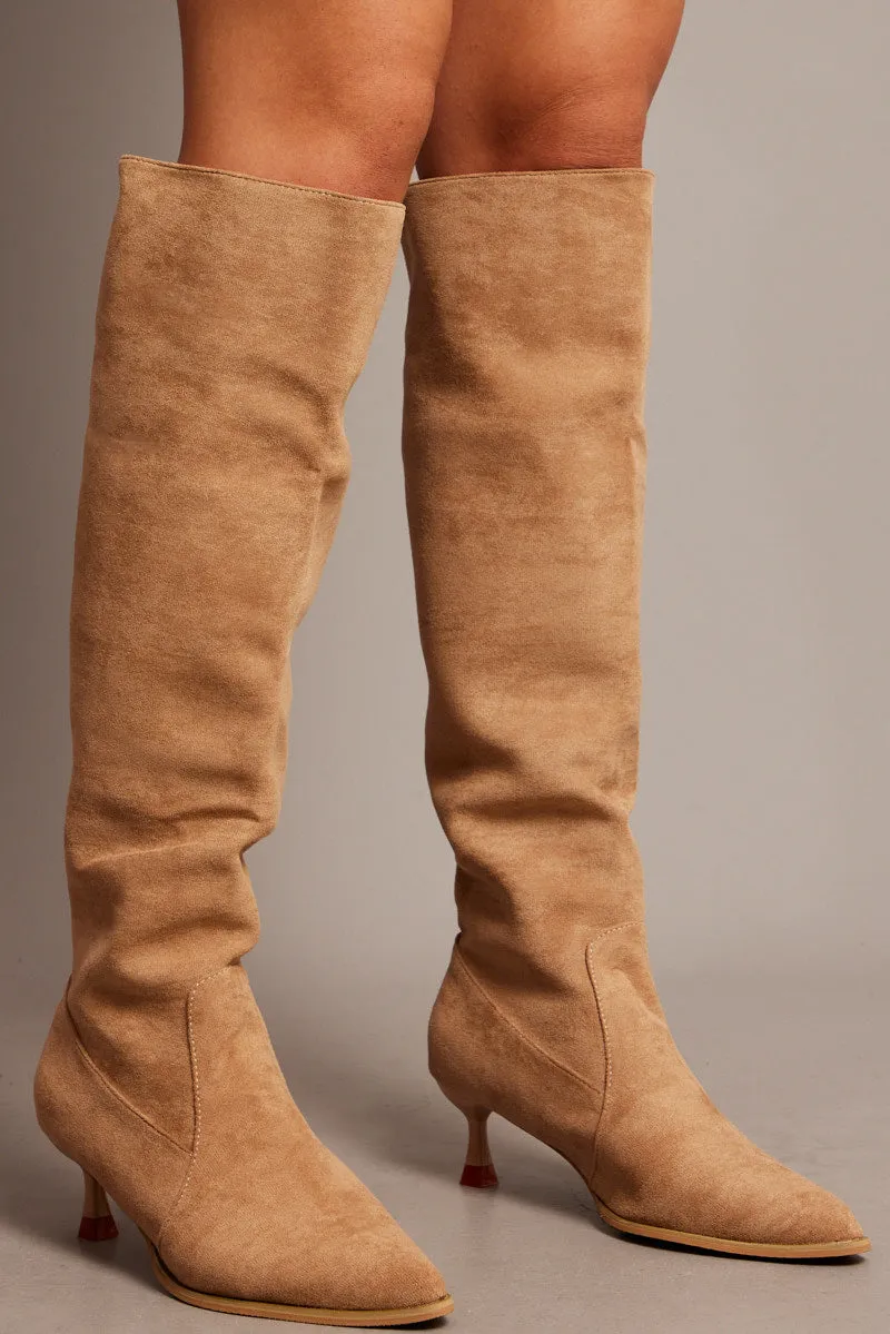 Beige Heeled Knee High Boots sold by Ally Fashion product image thumbnail 2