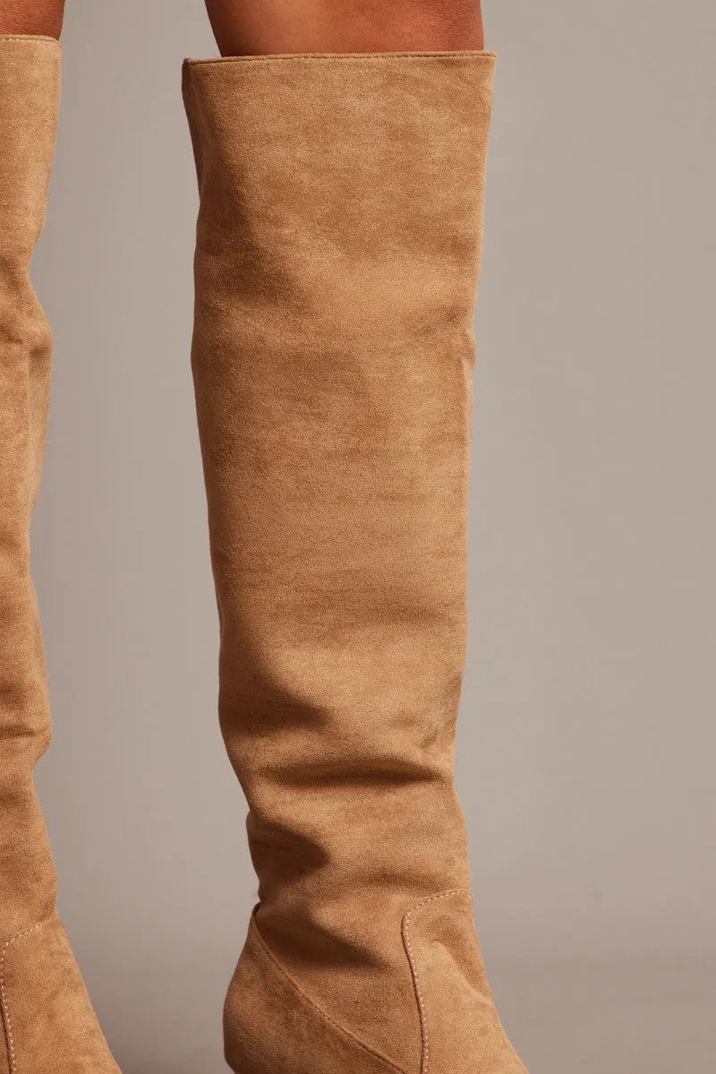 Beige Heeled Knee High Boots sold by Ally Fashion product image thumbnail 3