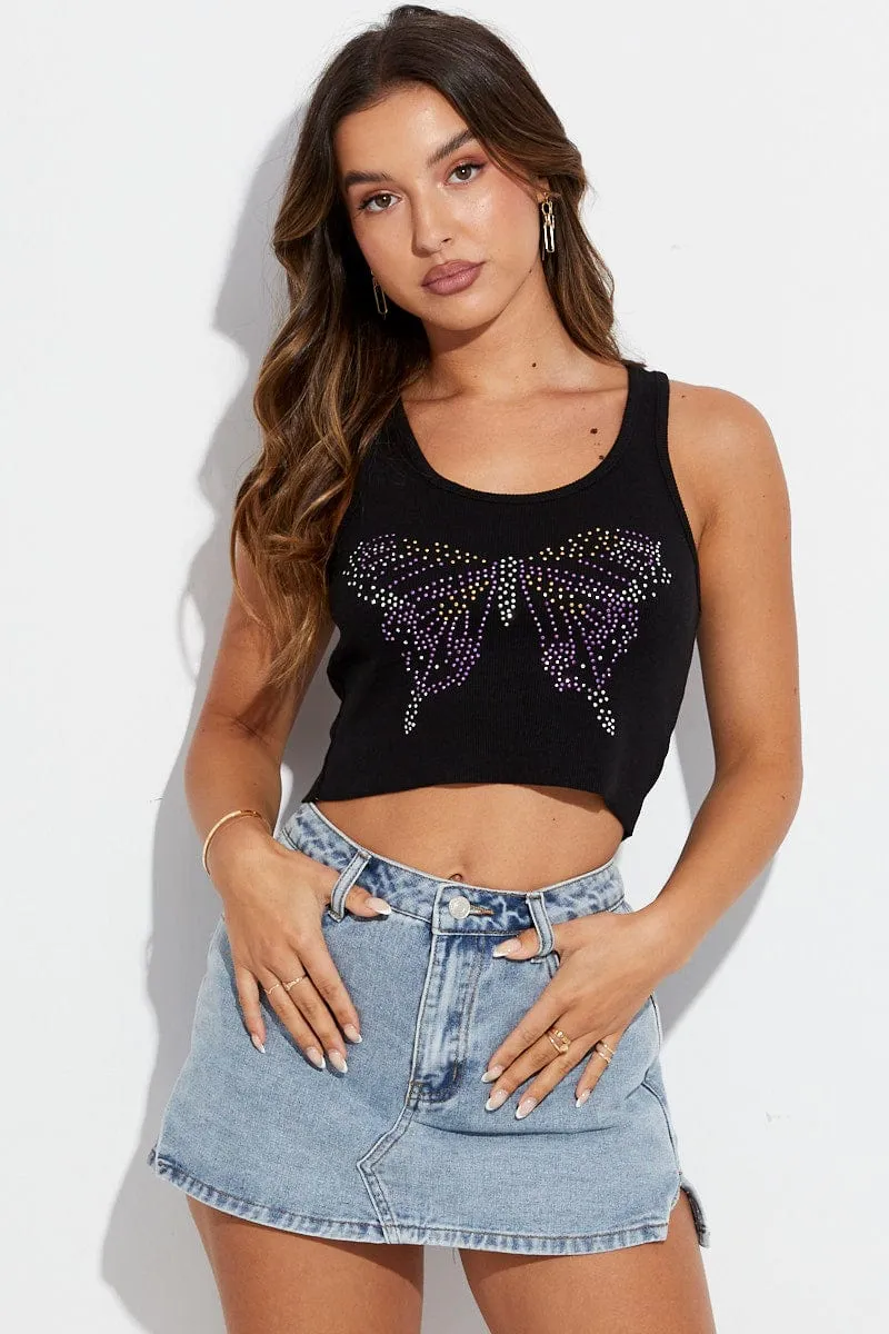 Black Crop Tank Sleeveless sold by Ally Fashion
