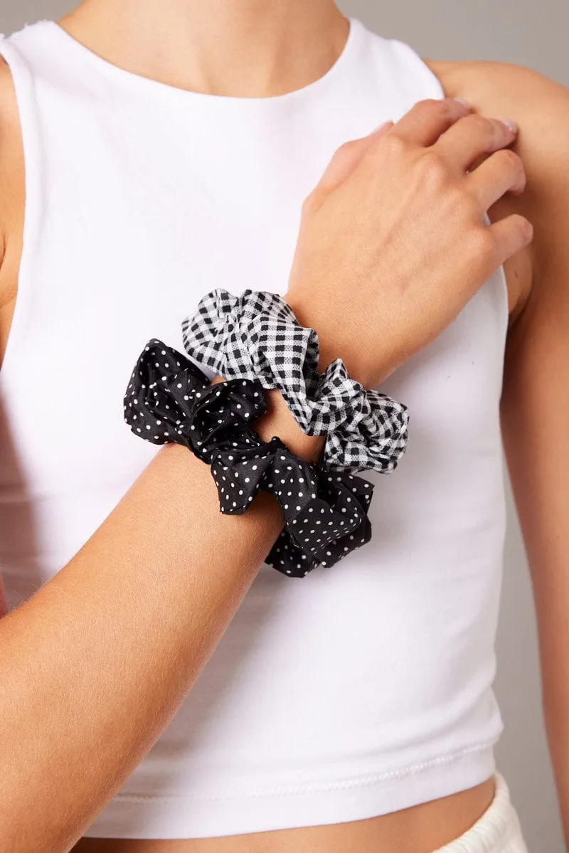 Black 3 Pack Print Scrunchies sold by Ally Fashion product image thumbnail 2