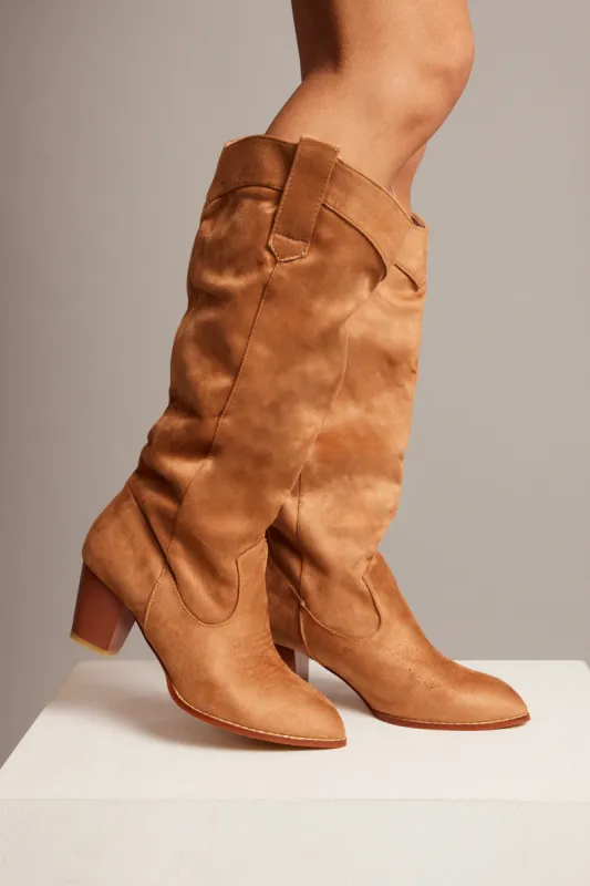 Beige Suede Cowboy Boots sold by Ally Fashion