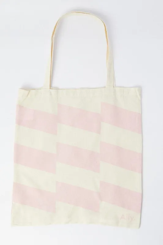 Pink Stripe Printed Tote Bag sold by Ally Fashion