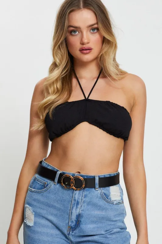 Black Double Circle Tortoise Shell Buckle Belt sold by Ally Fashion