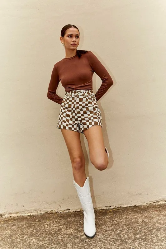 Check Shorts High Rise sold by Ally Fashion