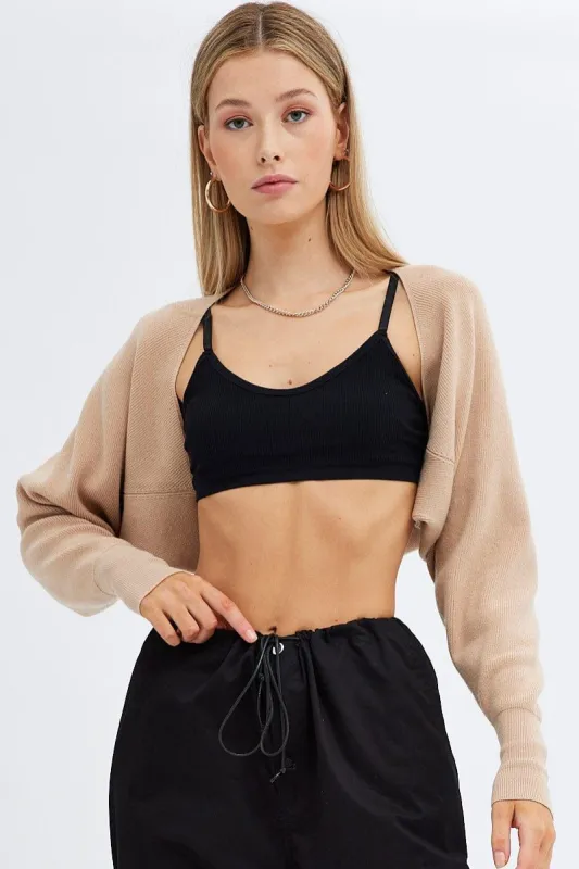 Beige Knit Shrug sold by Ally Fashion