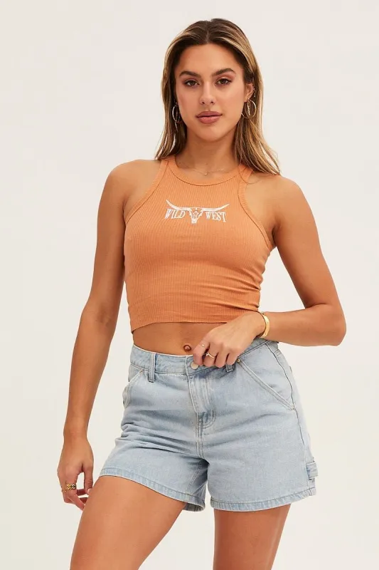 Blue Denim Shorts Carpenter High Rise sold by Ally Fashion