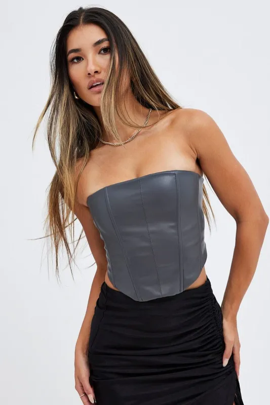 Grey Corset Top Crop sold by Ally Fashion