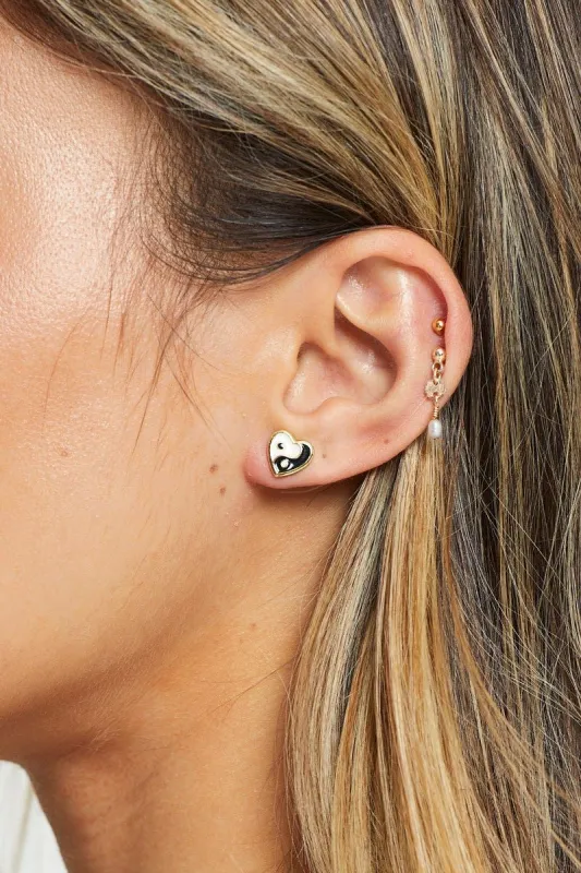 Gold Yin Yang Heart Earrings sold by Ally Fashion