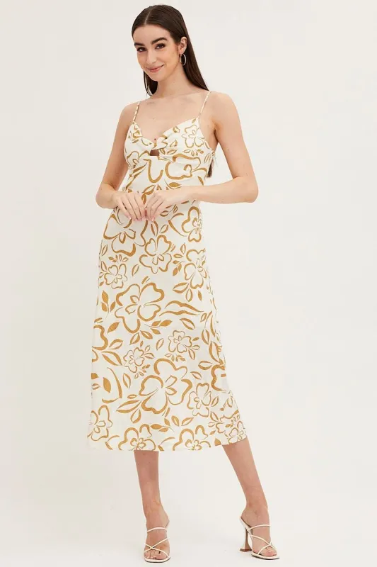Print Linen Slip Midi Dress sold by Ally Fashion