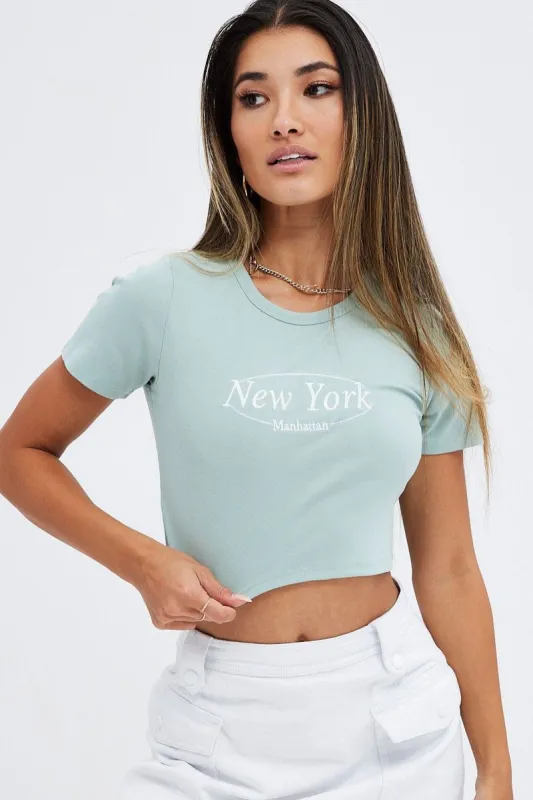 Green Graphic Tee Short Sleeve sold by Ally Fashion