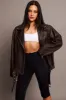 Brown Biker Jacket Faux Leather Oversized sold by Ally Fashion