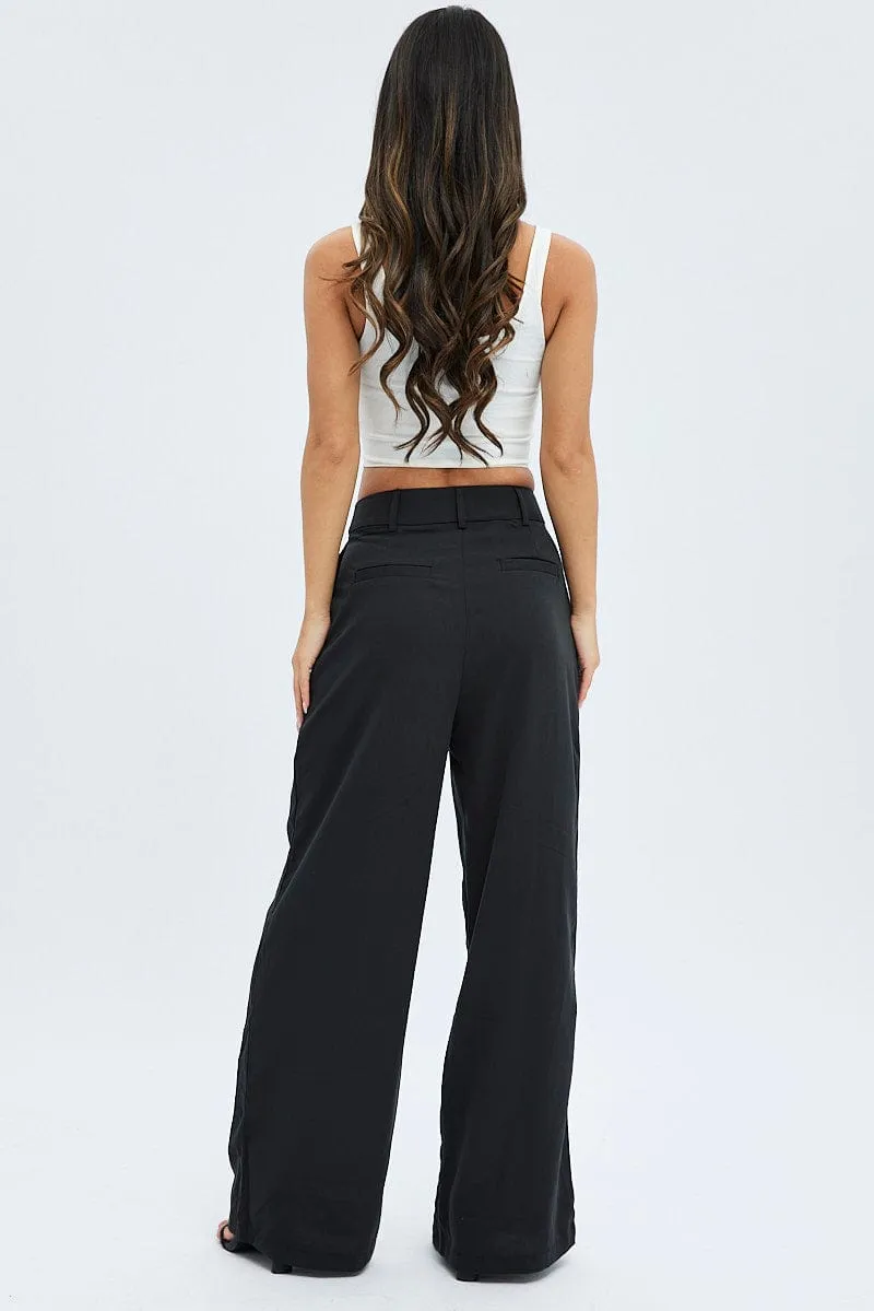 Black Wide Leg Pants Low Rise sold by Ally Fashion product image thumbnail 5