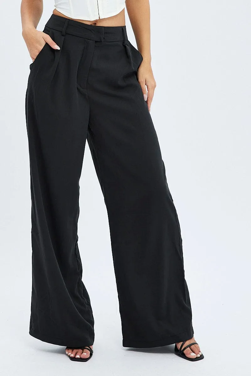 Black Wide Leg Pants Low Rise sold by Ally Fashion product image thumbnail 2
