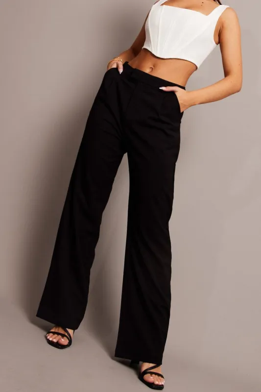 Black Wide Leg Pants Mid Rise sold by Ally Fashion
