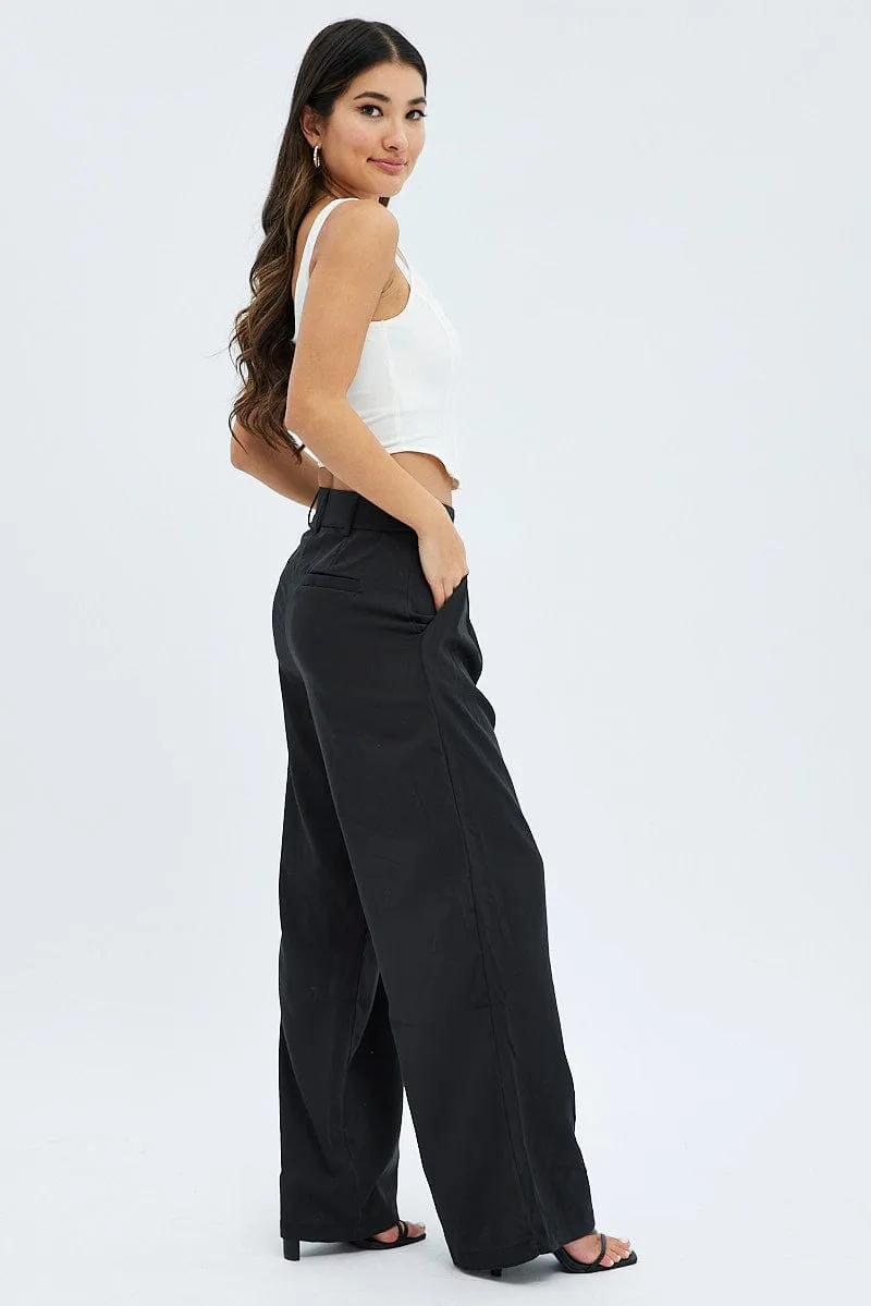 Black Wide Leg Pants Low Rise sold by Ally Fashion product image thumbnail 4