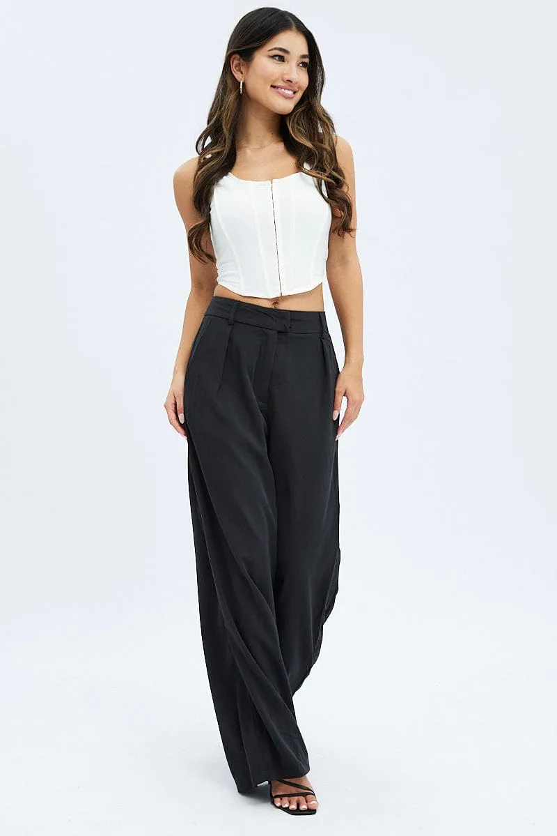 Black Wide Leg Pants Low Rise sold by Ally Fashion