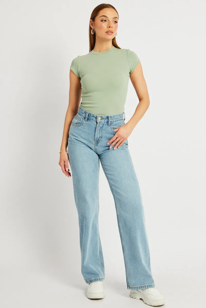 Green T Shirt Short Sleeve Crew Neck Cotton Rib sold by Ally Fashion product image thumbnail 2