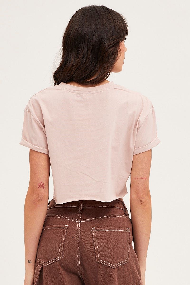Pink Short Sleeve Crop Tee sold by Ally Fashion product image thumbnail 5