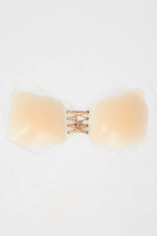 Beige Silicone Lace Up Self Adhesive Bra sold by Ally Fashion