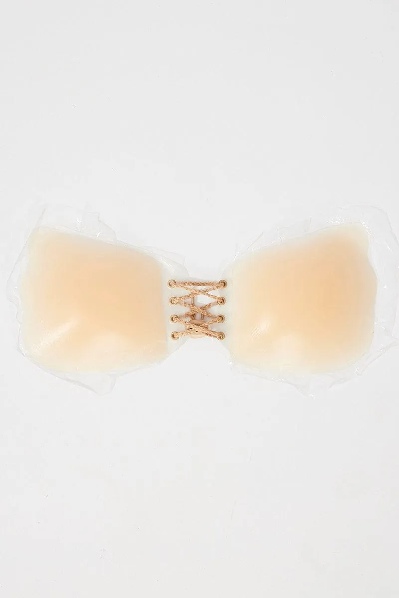 Beige Silicone Lace Up Self Adhesive Bra sold by Ally Fashion