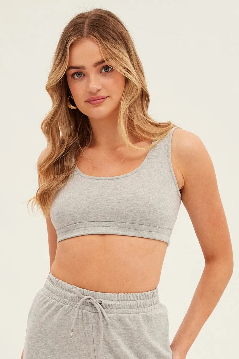 Grey Basic Crop Top sold by Ally Fashion product image thumbnail 3