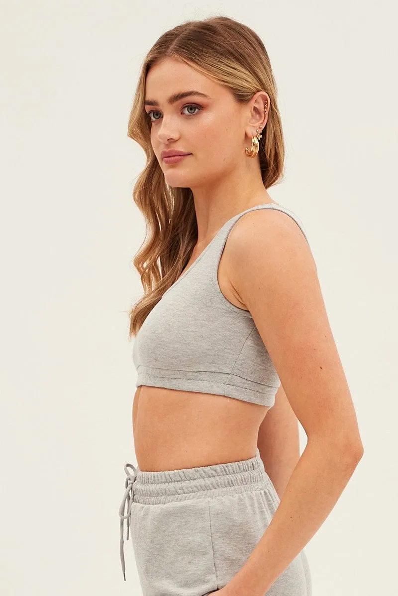 Grey Basic Crop Top sold by Ally Fashion product image thumbnail 4