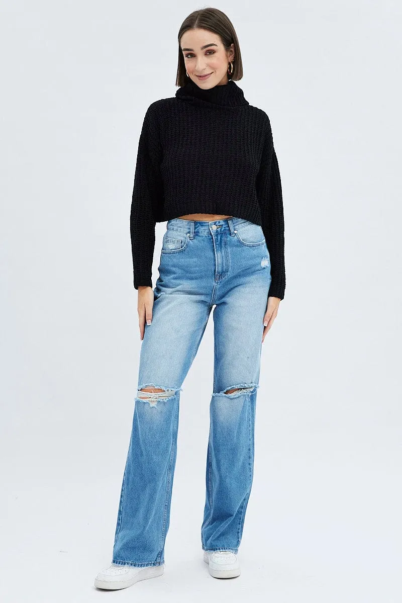 Black Knit Jumper Turtle Neck Chenille sold by Ally Fashion product image thumbnail 2